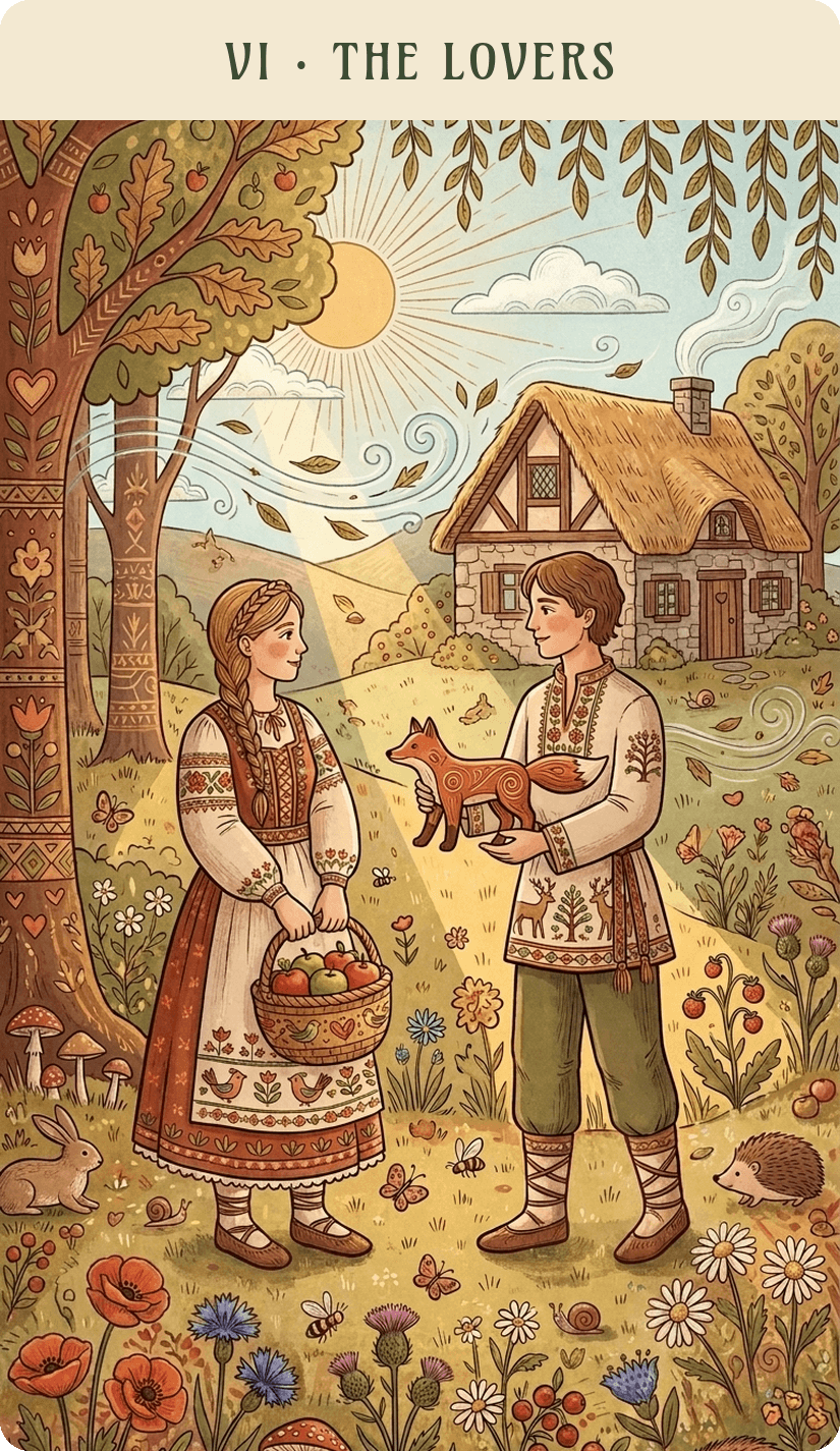 The Lovers — Folk Whimsy deck