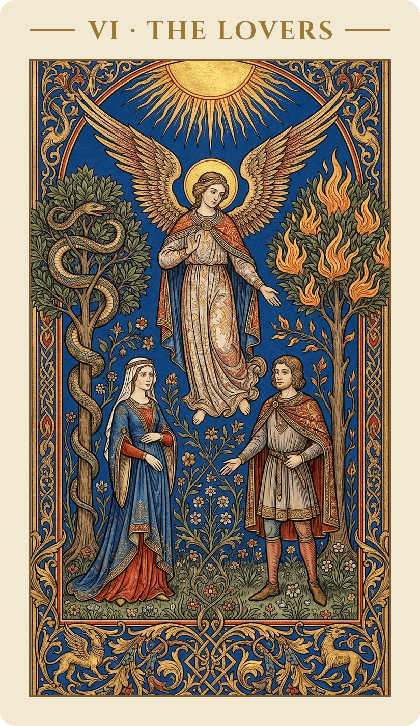 The Lovers — Medieval Illuminated Manuscript deck